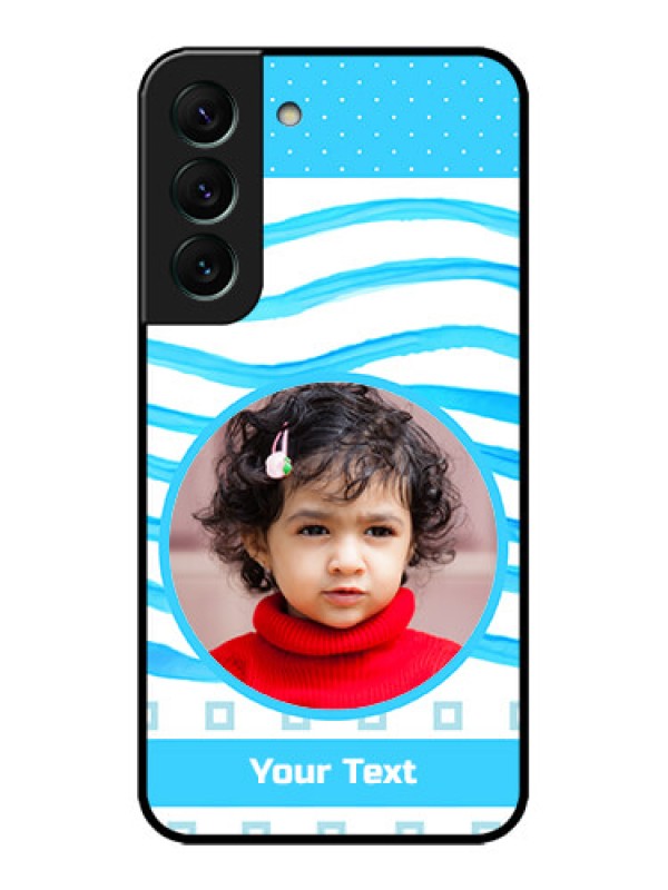 Custom Galaxy S22 5G Custom Metal Phone CaseSimple Blue Case Design