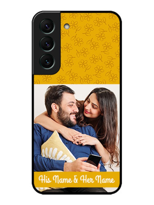 Custom Galaxy S22 5G Custom Metal Phone CaseYellow Floral Design