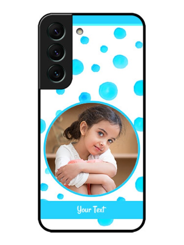 Custom Galaxy S22 5G Custom Metal Phone CaseBlue Bubbles Pattern Design