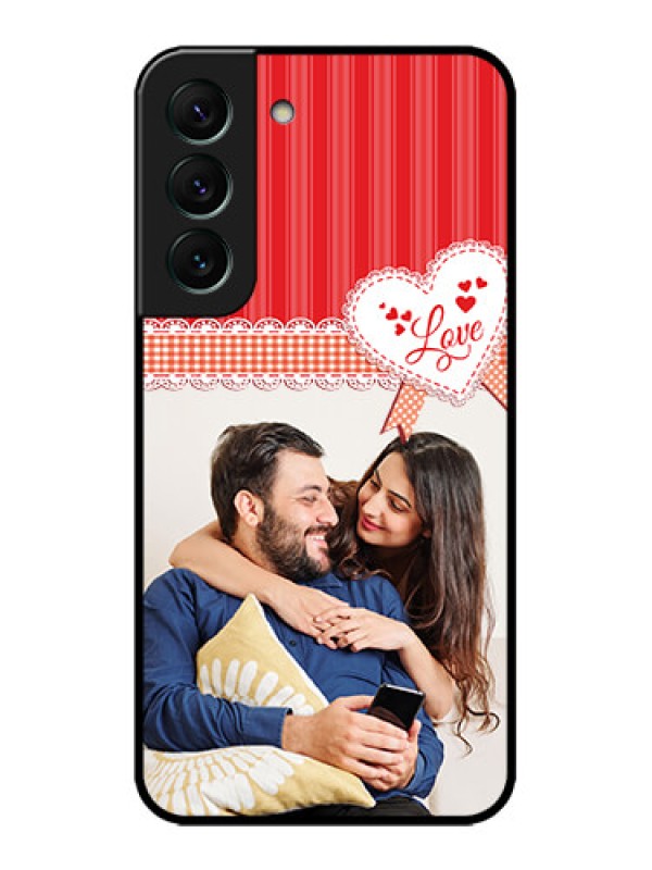 Custom Galaxy S22 5G Custom Metal Phone CaseRed Love Pattern Design
