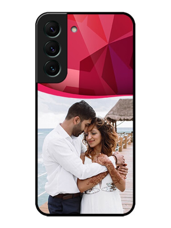 Custom Galaxy S22 5G Custom Metal Phone CaseRed Abstract Design