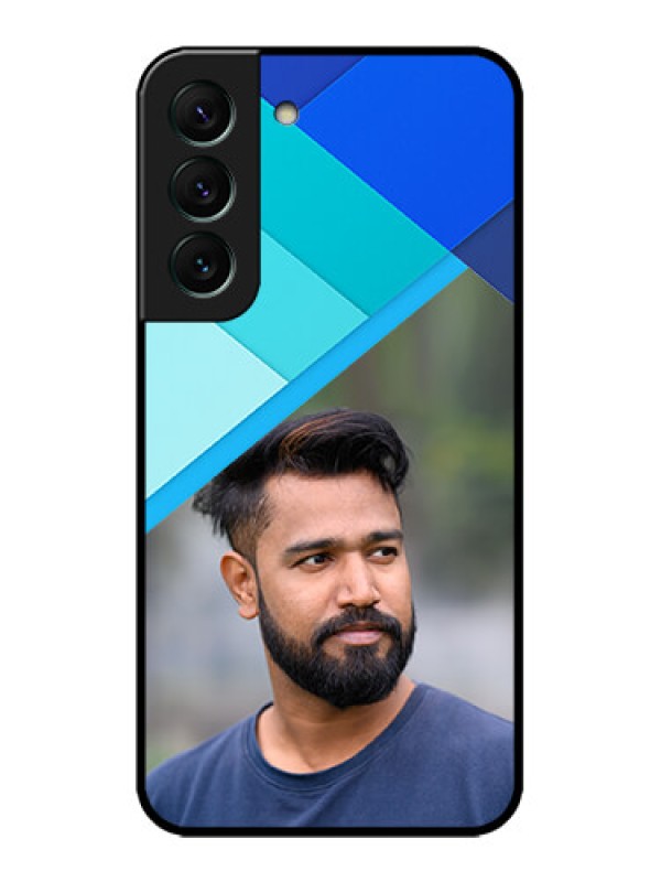 Custom Galaxy S22 5G Custom Metal Phone CaseBlue Pattern Design