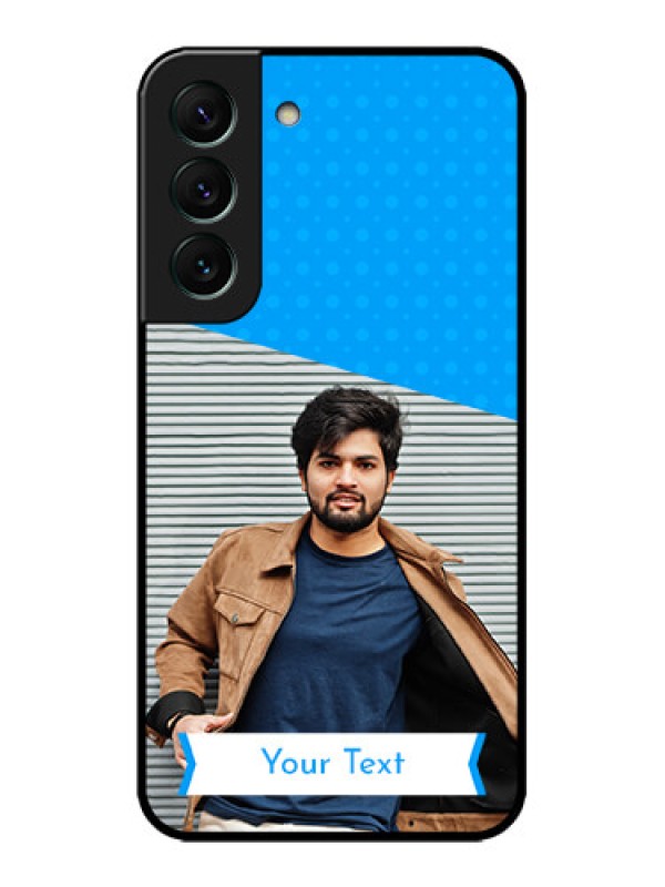 Custom Galaxy S22 5G Custom Metal Phone CaseSimple Blue Color Design