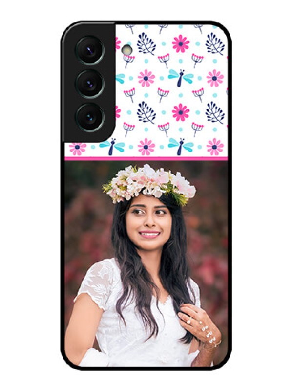 Custom Galaxy S22 5G Custom Metal Phone CaseColorful Flower Design