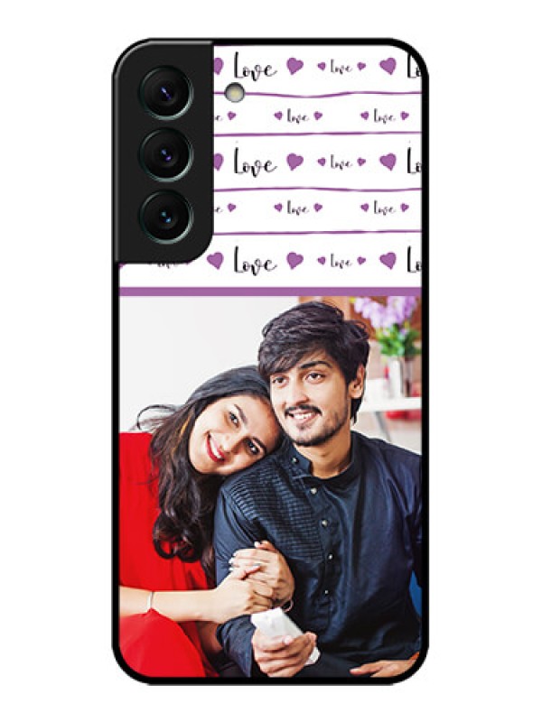 Custom Galaxy S22 5G Custom Metal Phone CaseCouples Heart Design