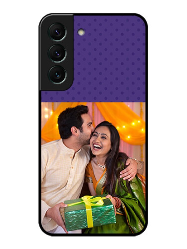 Custom Galaxy S22 5G Custom Metal Phone CaseViolet Colored Pattern Design