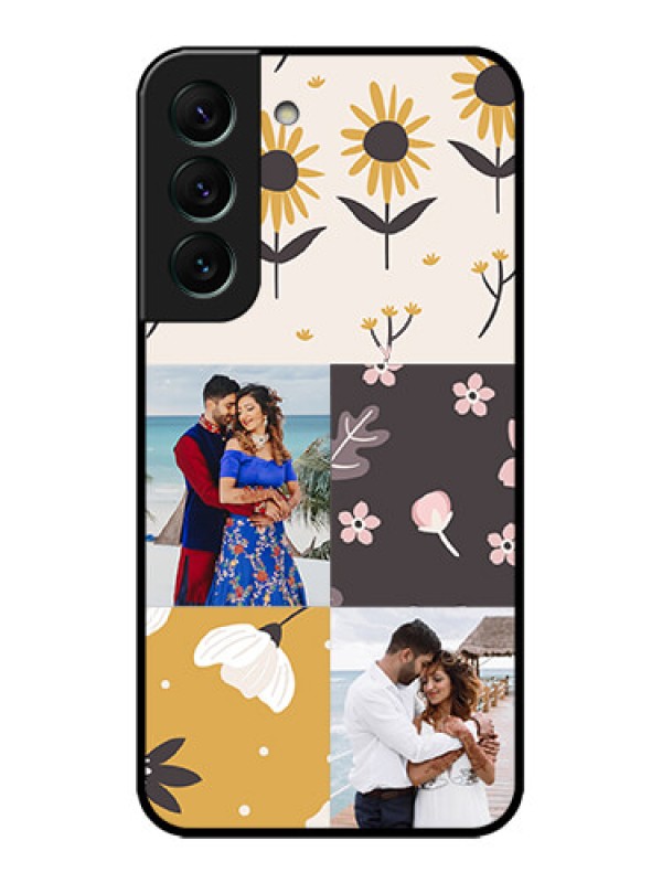 Custom Galaxy S22 5G Custom Metal Phone Case3 Images With Floral Design