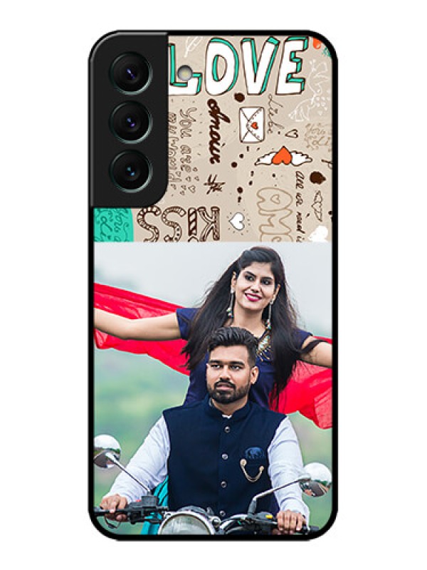 Custom Galaxy S22 5G Custom Metal Phone CaseLove Doodle Pattern