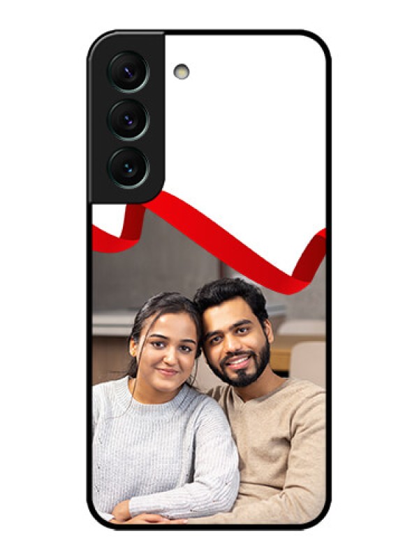 Custom Galaxy S22 5G Custom Metal Phone CaseRed Ribbon Frame Design