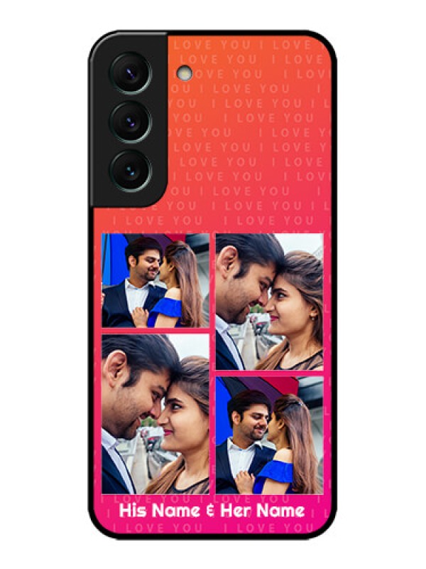 Custom Galaxy S22 5G Custom Metal Phone CaseI Love You Pink Design