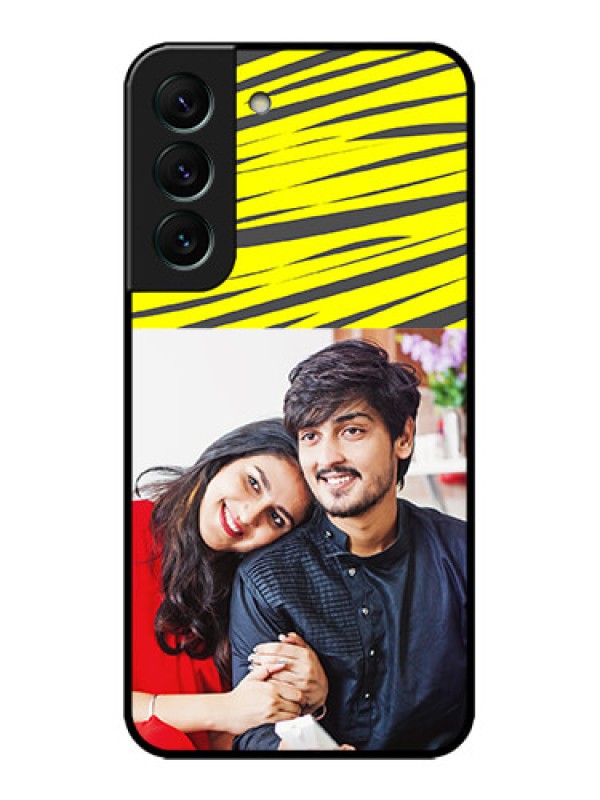 Custom Galaxy S22 5G Custom Metal Phone CaseYellow Abstract Design