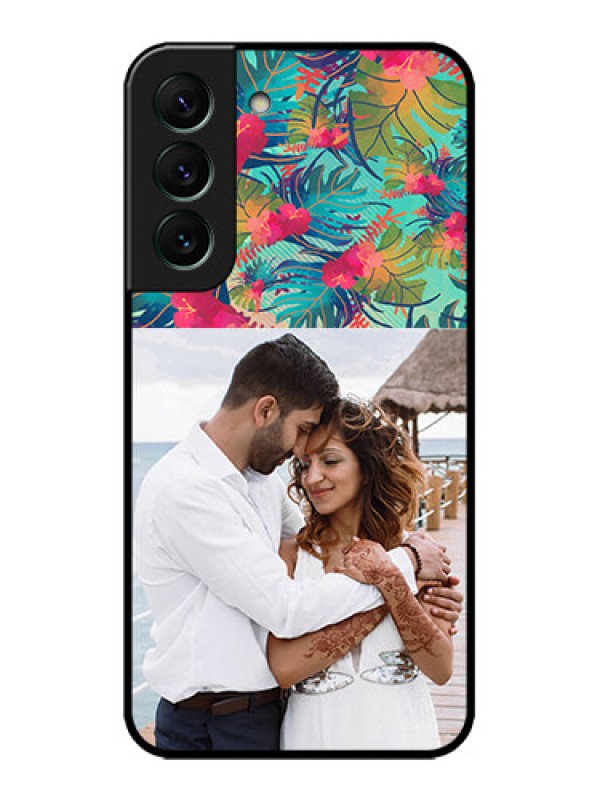 Custom Galaxy S22 5G Custom Metal Phone CaseWatercolor Floral Design