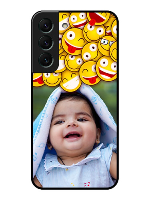 Custom Galaxy S22 5G Custom Metal Phone CaseWith Smiley Emoji Design