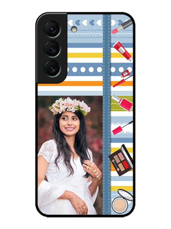 Custom Galaxy S22 5G Custom Metal Phone CaseMakeup Icons Design