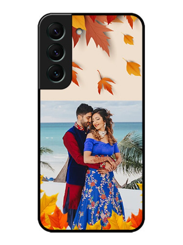 Custom Galaxy S22 5G Custom Metal Phone CaseAutumn Maple Leaves Design