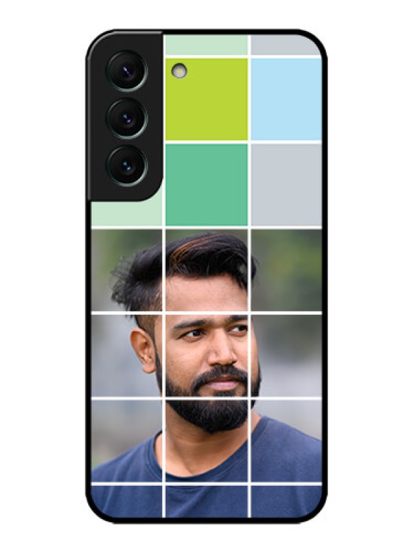 Custom Galaxy S22 5G Custom Metal Phone CaseWith White Box Pattern