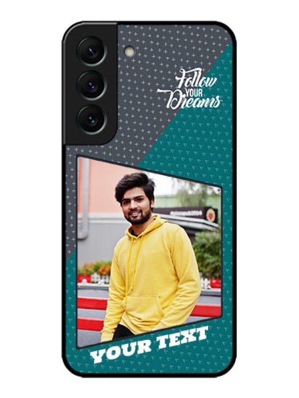 Custom Galaxy S22 5G Custom Metal Phone CaseBackground Pattern Design With Quote