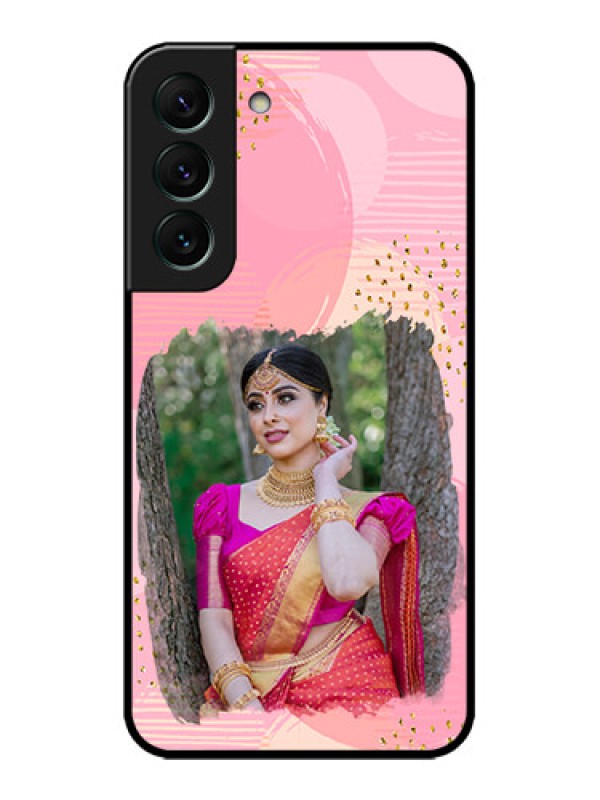 Custom Galaxy S22 5G Custom Metal Phone CaseGold Glitter Splash Design