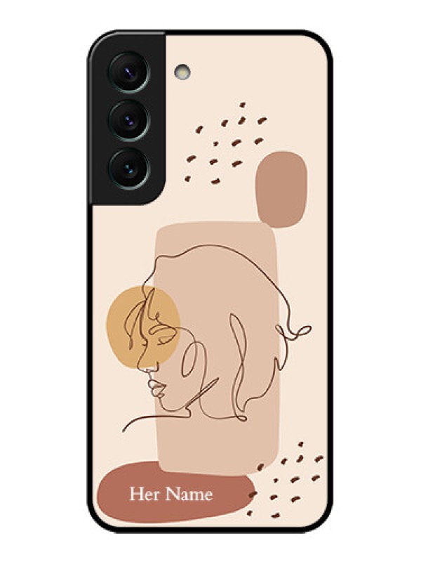 Custom Galaxy S22 5G Custom Metal Phone CaseCalm Woman Line Art Design