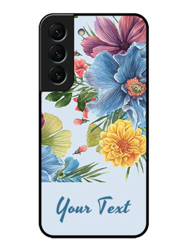 Custom Galaxy S22 5G Custom Metal Phone CaseStunning Watercolored Flowers Painting Design