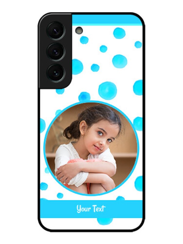 Custom Galaxy S22 Plus 5G Custom Metal Phone CaseBlue Bubbles Pattern Design