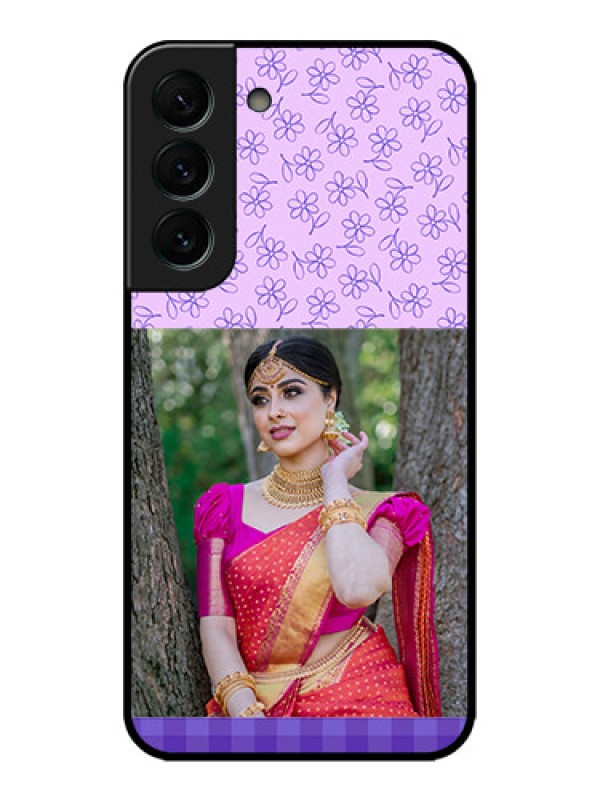 Custom Galaxy S22 Plus 5G Custom Metal Phone CasePurple Floral Design