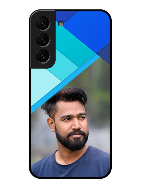 Custom Galaxy S22 Plus 5G Custom Metal Phone CaseBlue Pattern Design