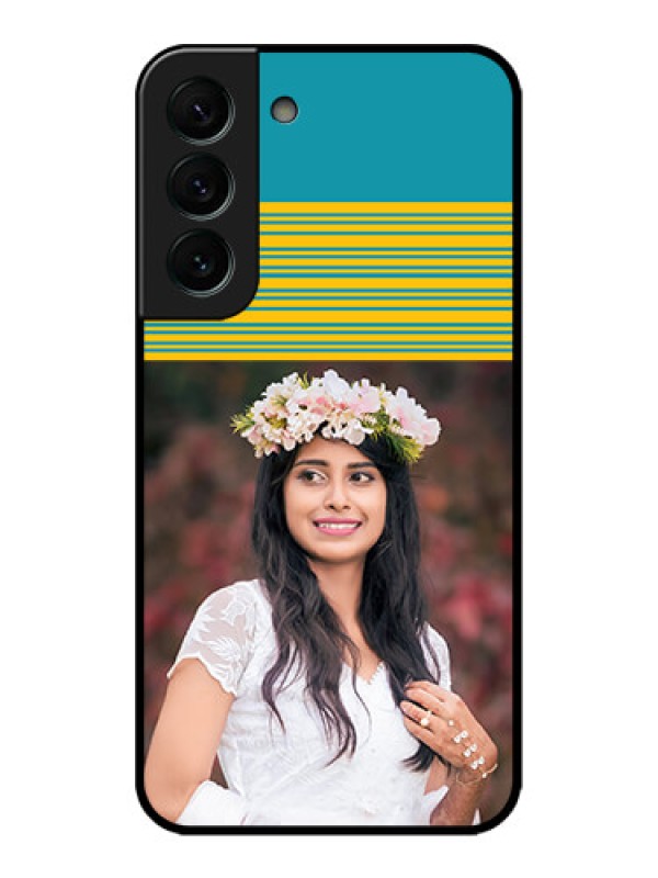 Custom Galaxy S22 Plus 5G Custom Metal Phone CaseYellow and Blue Design
