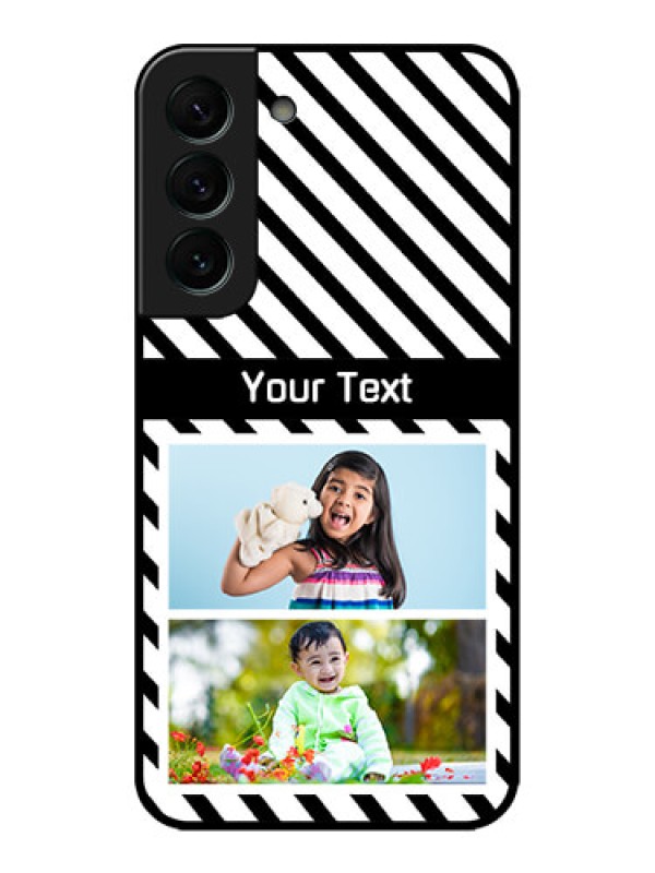 Custom Galaxy S22 Plus 5G Custom Metal Phone CaseBlack And White Stripes Design