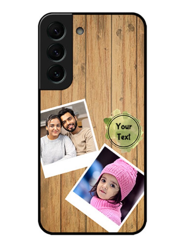 Custom Galaxy S22 Plus 5G Custom Metal Phone CaseWooden Texture Design