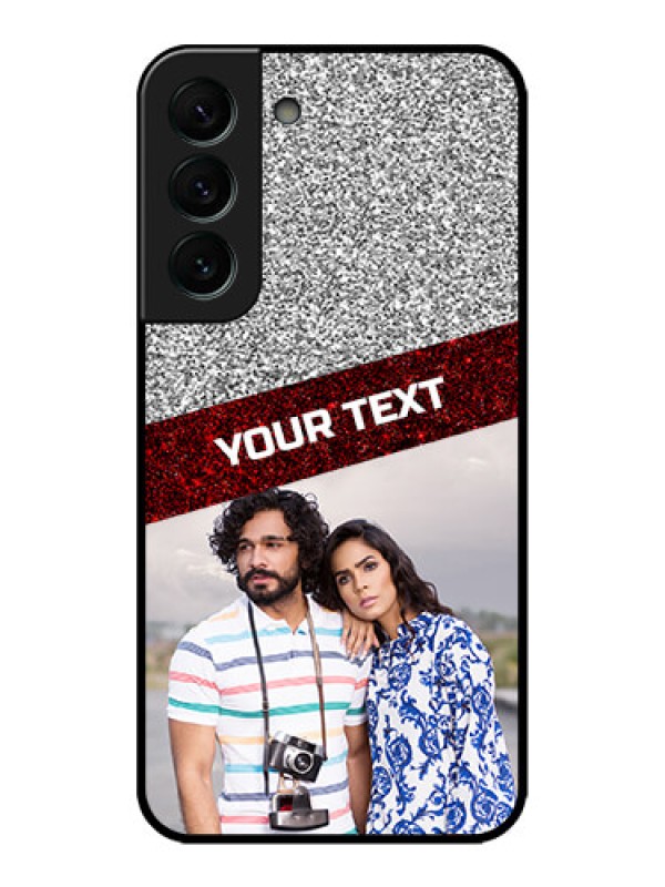 Custom Galaxy S22 Plus 5G Custom Metal Phone CaseImage Holder With Glitter Strip Design