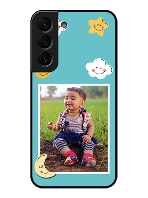 Custom Galaxy S22 Plus 5G Custom Metal Phone CaseSmiley Kids Stars Design