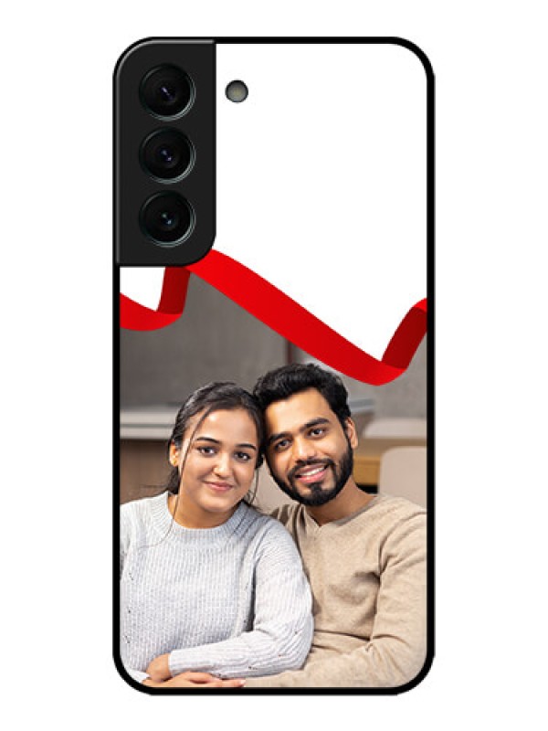 Custom Galaxy S22 Plus 5G Custom Metal Phone CaseRed Ribbon Frame Design