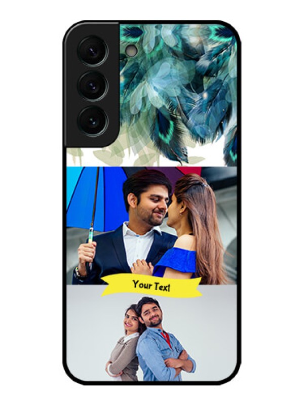 Custom Galaxy S22 Plus 5G Custom Metal Phone CaseImage With Boho Peacock Feather Design