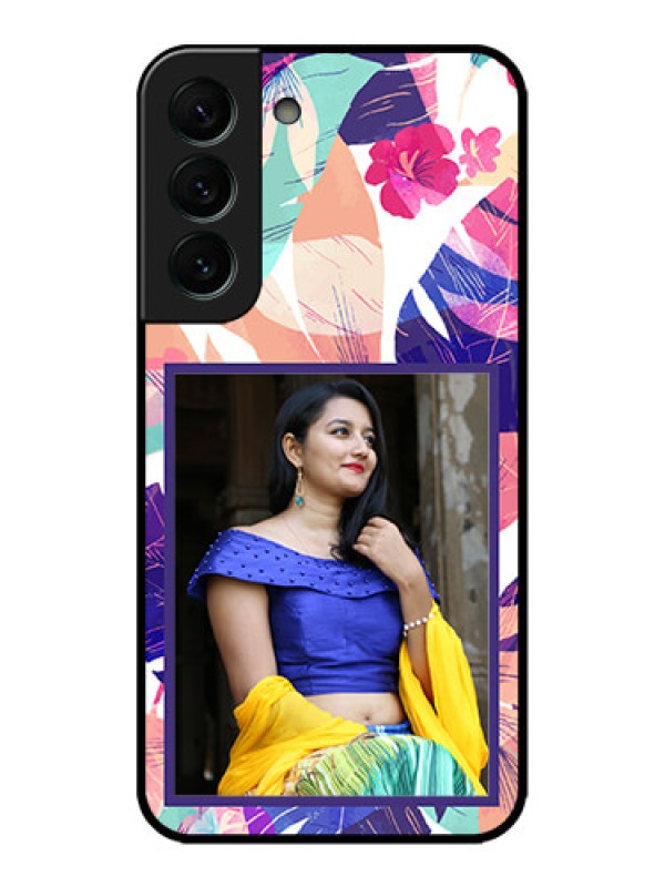 Custom Galaxy S22 Plus 5G Custom Metal Phone CaseAbstract Floral Design