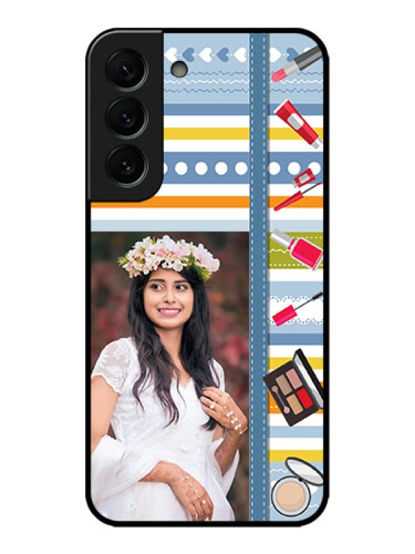 Custom Galaxy S22 Plus 5G Custom Metal Phone CaseMakeup Icons Design