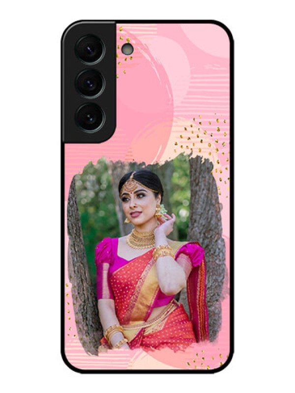 Custom Galaxy S22 Plus 5G Custom Metal Phone CaseGold Glitter Splash Design