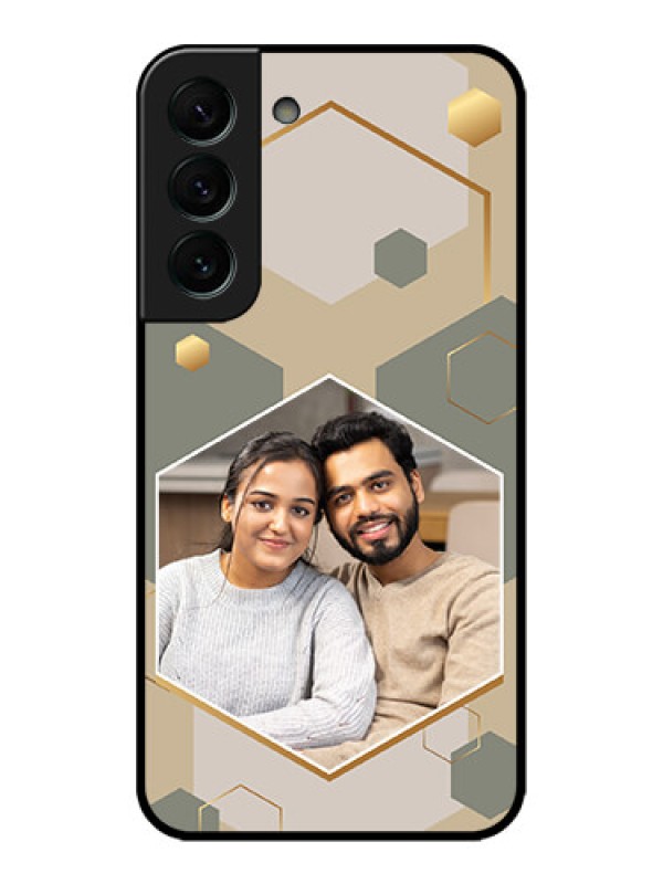 Custom Galaxy S22 Plus 5G Custom Metal Phone CaseStylish Hexagon Pattern Design