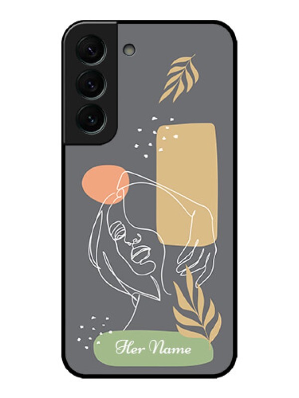 Custom Galaxy S22 Plus 5G Custom Metal Phone CaseGazing Woman Line Art Design