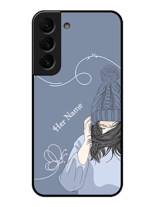 Custom Galaxy S22 Plus 5G Custom Metal Phone CaseGirl In Winter Outfit Design