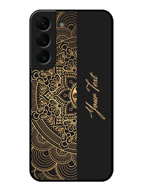 Custom Galaxy S22 Plus 5G Custom Metal Phone CaseMandala Art With Custom Text Design