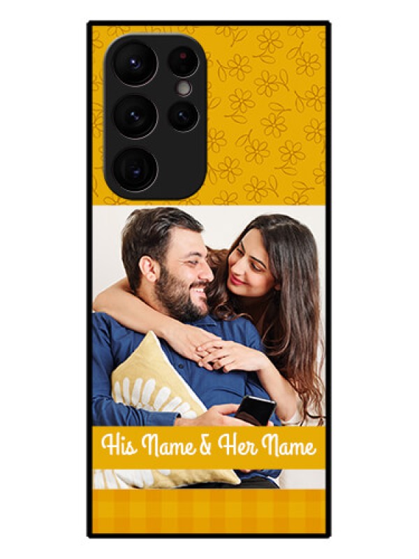 Custom Galaxy S22 Ultra 5G Custom Metal Phone CaseYellow Floral Design