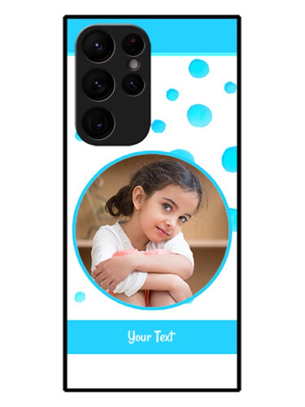 Custom Galaxy S22 Ultra 5G Custom Metal Phone CaseBlue Bubbles Pattern Design