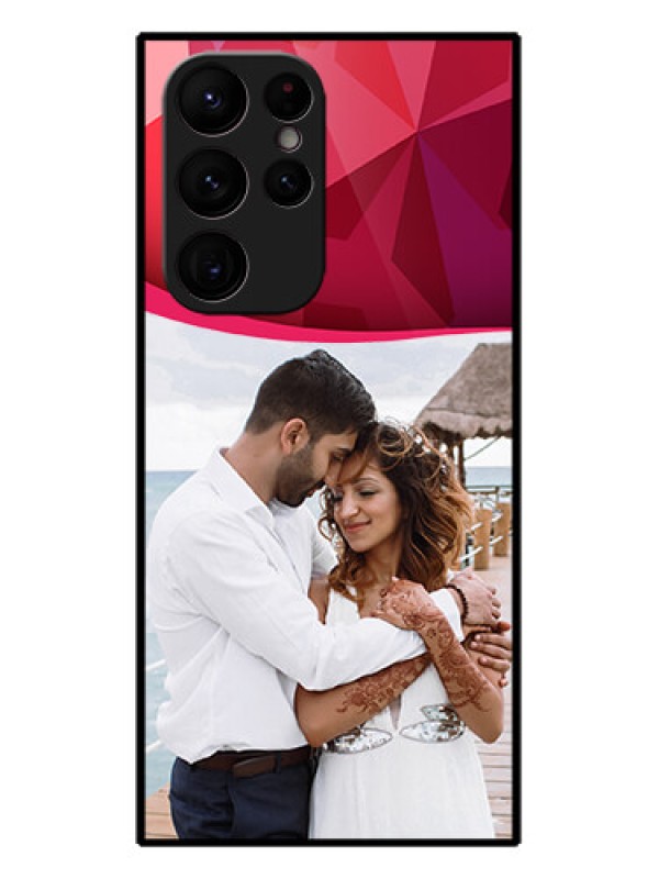 Custom Galaxy S22 Ultra 5G Custom Metal Phone CaseRed Abstract Design