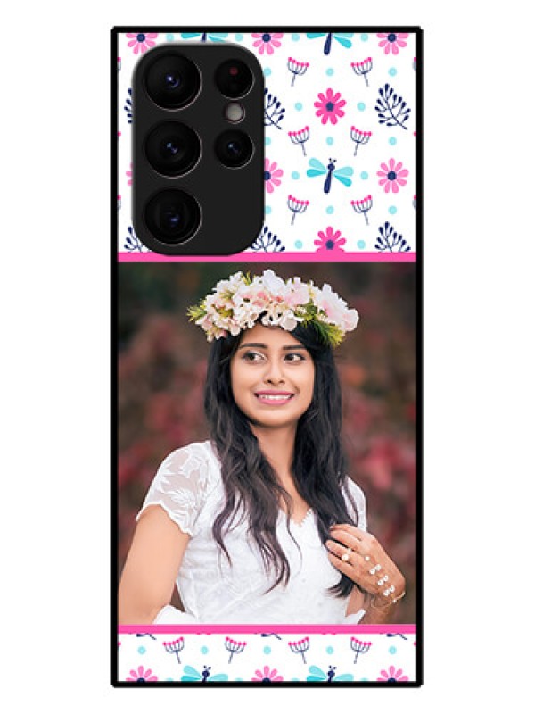 Custom Galaxy S22 Ultra 5G Custom Metal Phone CaseColorful Flower Design
