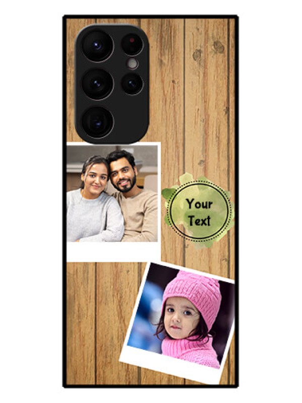 Custom Galaxy S22 Ultra 5G Custom Metal Phone CaseWooden Texture Design