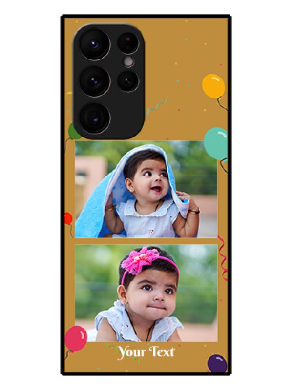 Custom Galaxy S22 Ultra 5G Custom Metal Phone CaseImage Holder With Birthday Celebrations Design