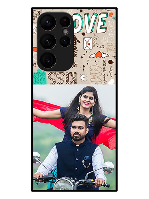 Custom Galaxy S22 Ultra 5G Custom Metal Phone CaseLove Doodle Pattern