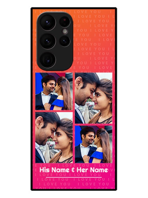 Custom Galaxy S22 Ultra 5G Custom Metal Phone CaseI Love You Pink Design
