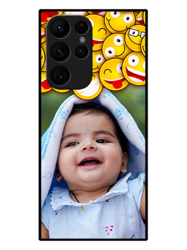Custom Galaxy S22 Ultra 5G Custom Metal Phone CaseWith Smiley Emoji Design